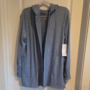 Athleta Open Front Jacket Uptempo Wrap Large NWT Quarry Cottage Blue